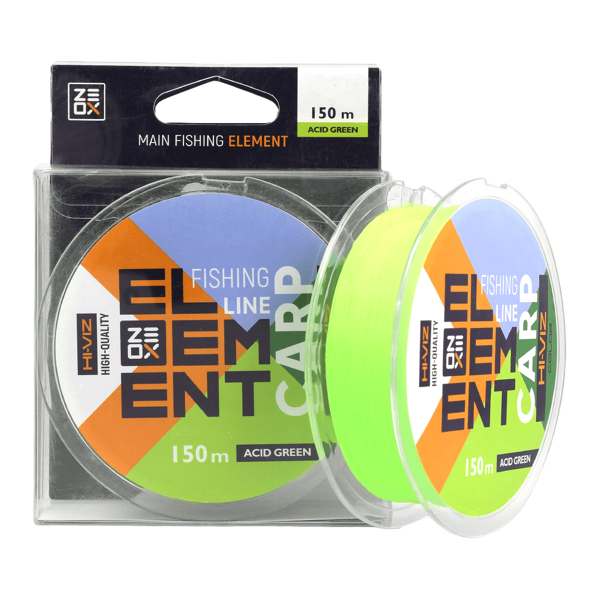 ZEOX Nylon Line Hi-Viz Element Carp 150m Acid Green