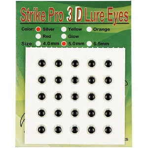 Очі Strike Pro для приманок 3D 5мм Silver (25шт)
