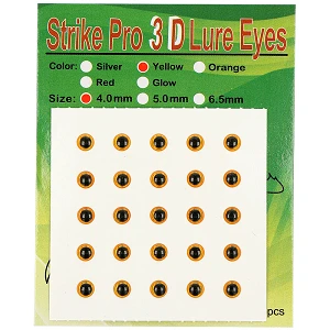 Очі Strike Pro для приманок 3D 4мм Yellow (25шт)