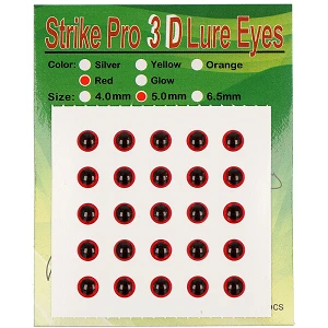 Очі Strike Pro для приманок 3D 5мм Red (25шт)