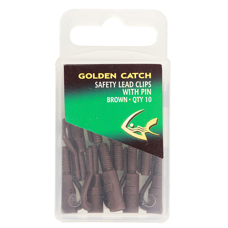 Golden Catch G.Carp Safety Lead Clips With Pin Brown(10pcs)