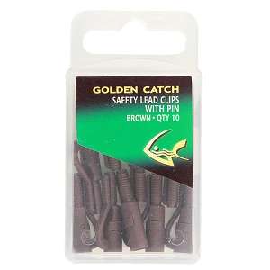 Клипса GC безопасная Safety Lead Clips With Pin Brown (10шт)