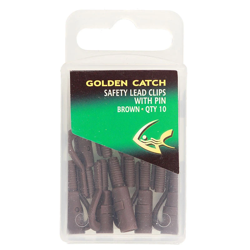 Клипса GC безопасная Safety Lead Clips With Pin Brown (10шт)