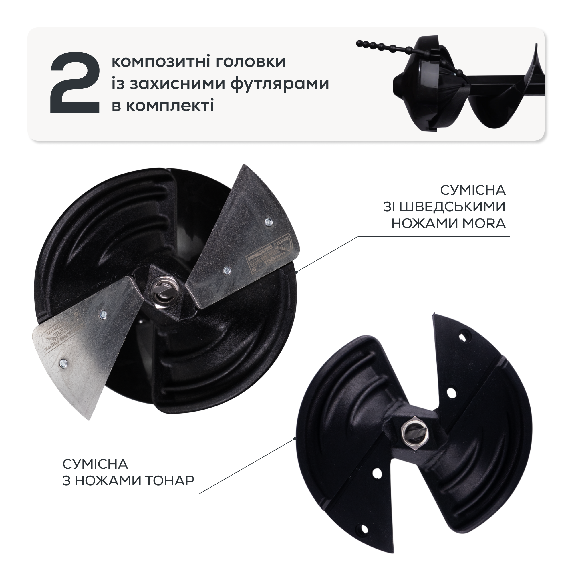 Шнек ледобура GC N-Ice Long 150мм (под шуруповерт) 2 головы - Фото №6