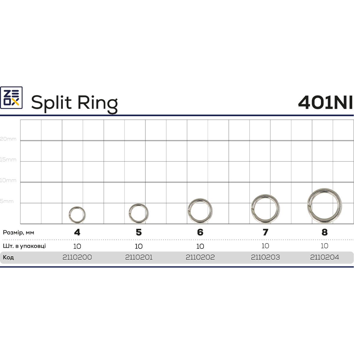 Заводне кільце ZEOX Split Ring 401NI: купити в Golden Catch