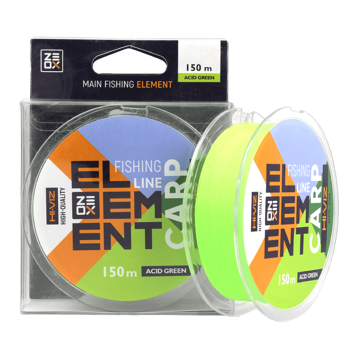 ZEOX Nylon Line Hi-Viz Element Carp 150m Acid Green 0.330mm