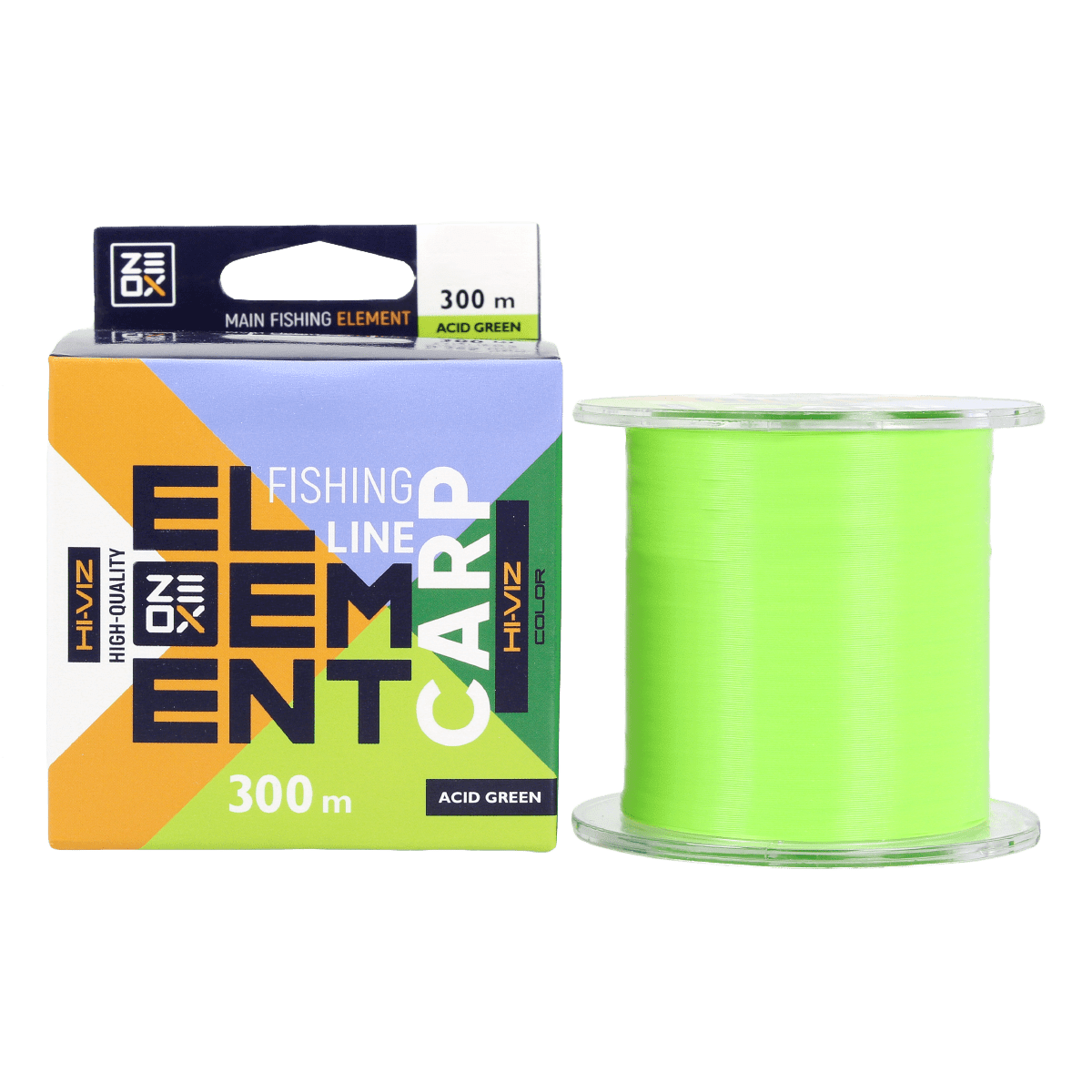 ZEOX Nylon Line Hi-Viz Element Carp 300m Acid Green 0.330mm