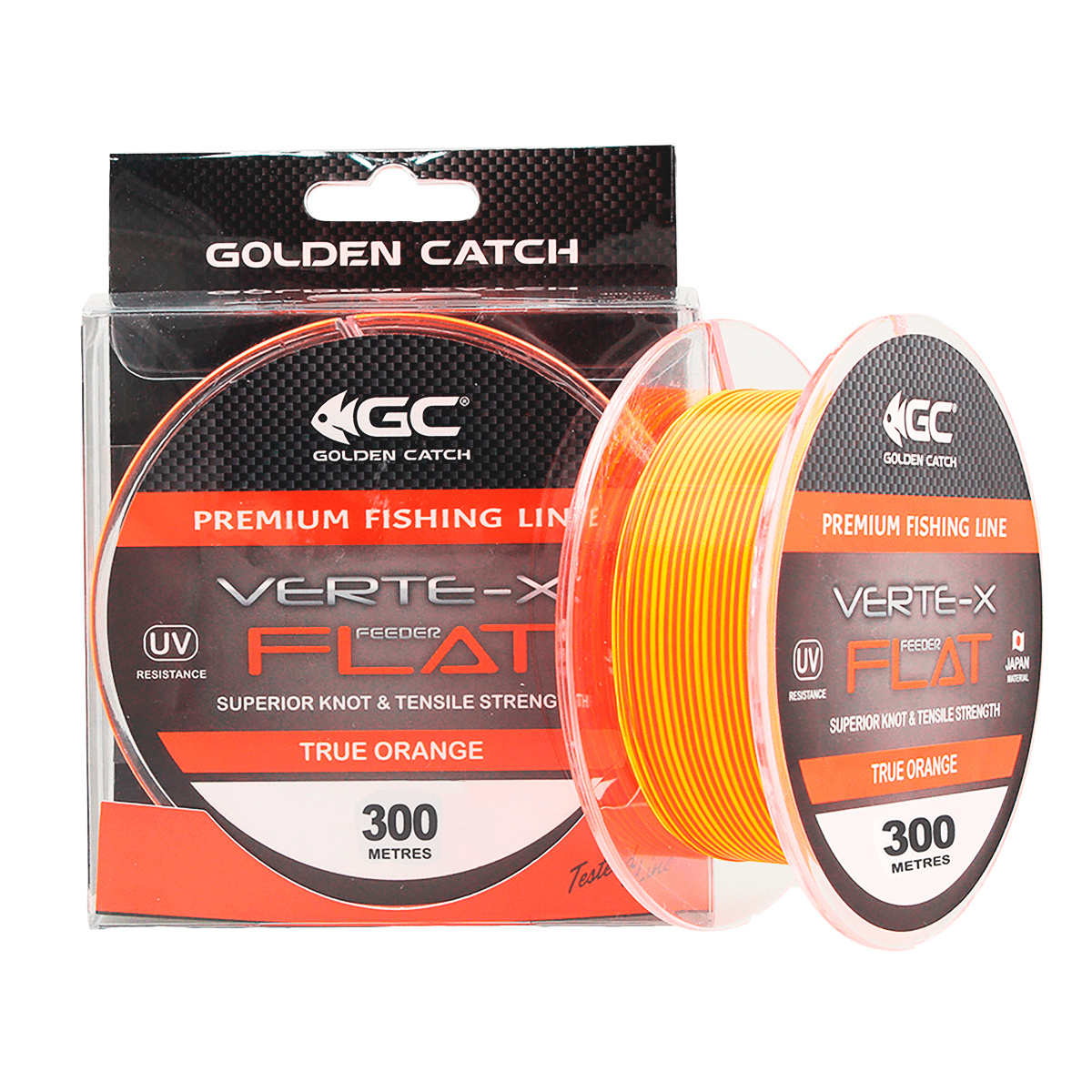 Golden Catch Nylon Line Verte-X Flat 300m True Orange 0.234mm