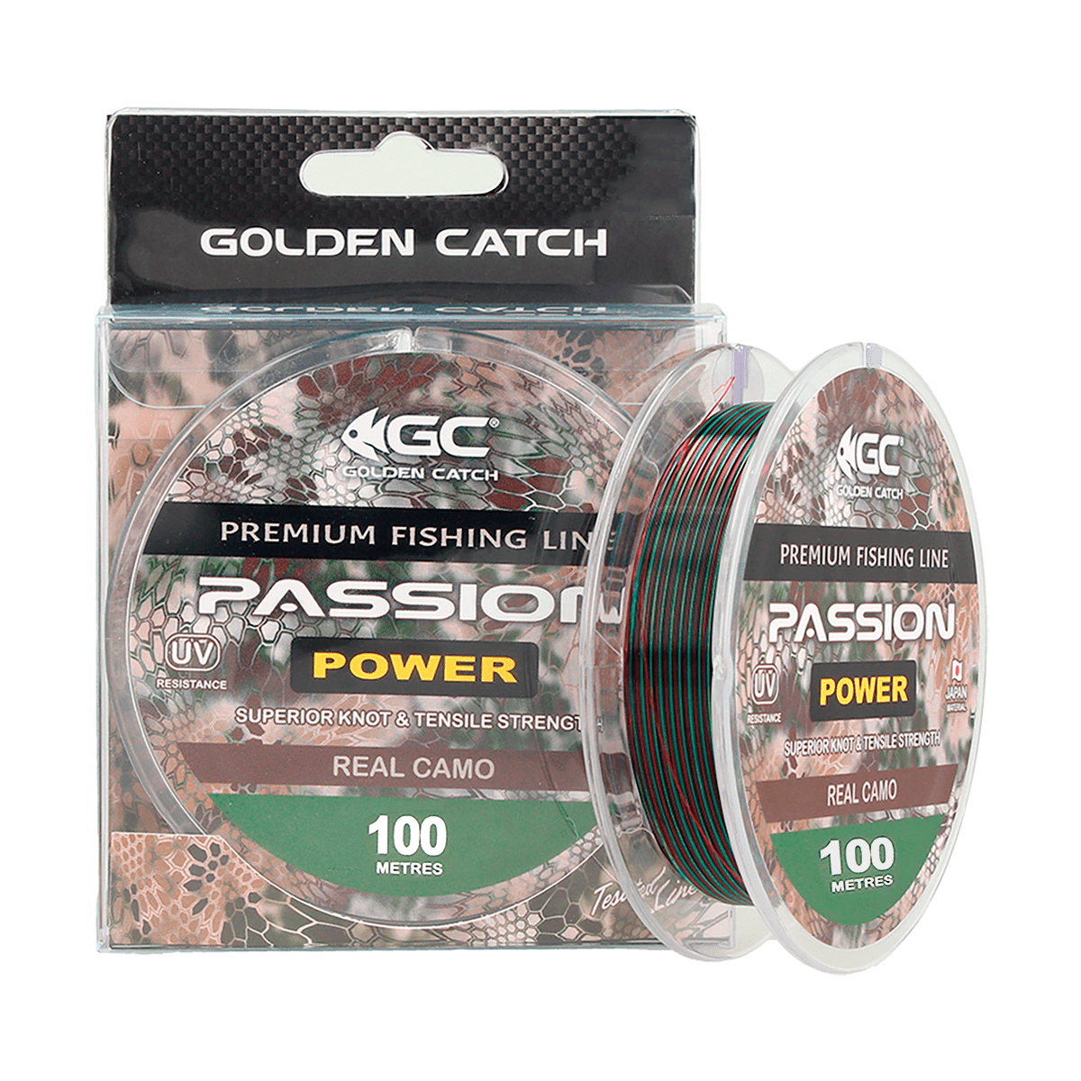 Golden Catch Nylon Line Passion Power 100m Real Camo 0.203mm