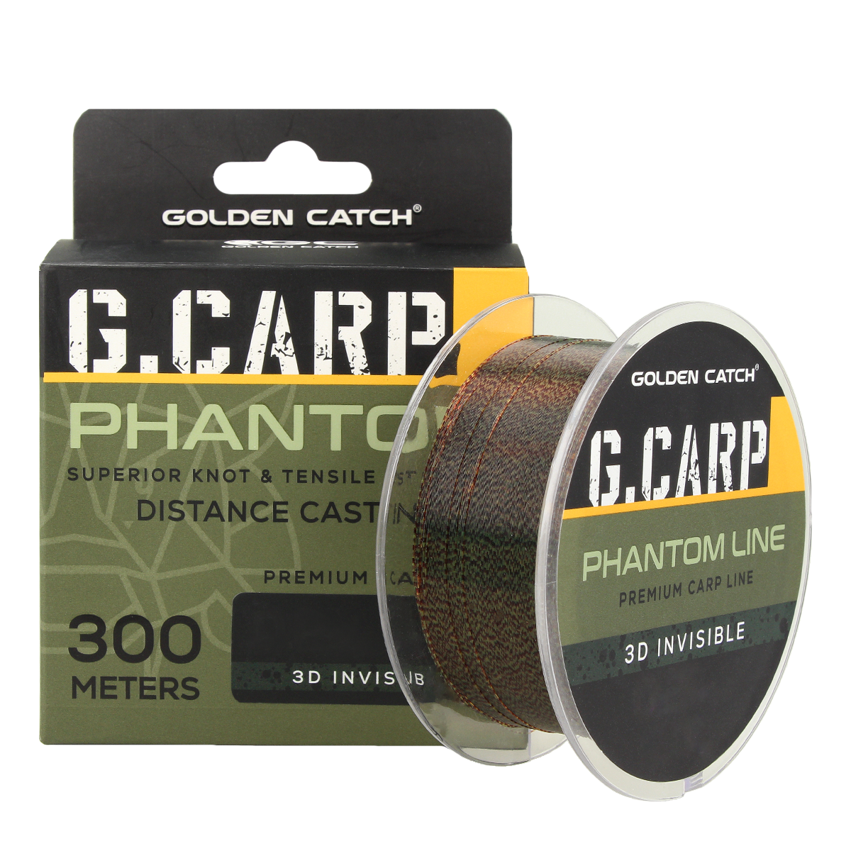 Golden Catch G.Carp Nylon Line Phantom 300m 3D Invisible Neon 0.34mm