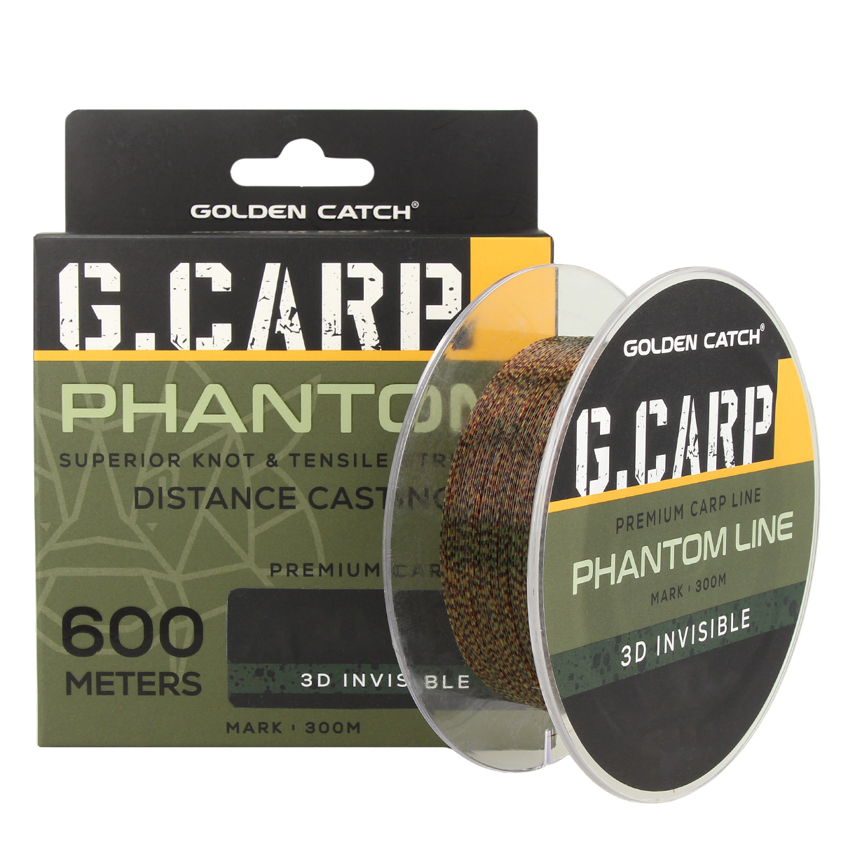 Golden Catch G.Carp Nylon Line Phantom 600m 3D Invisible Neon 0.34mm