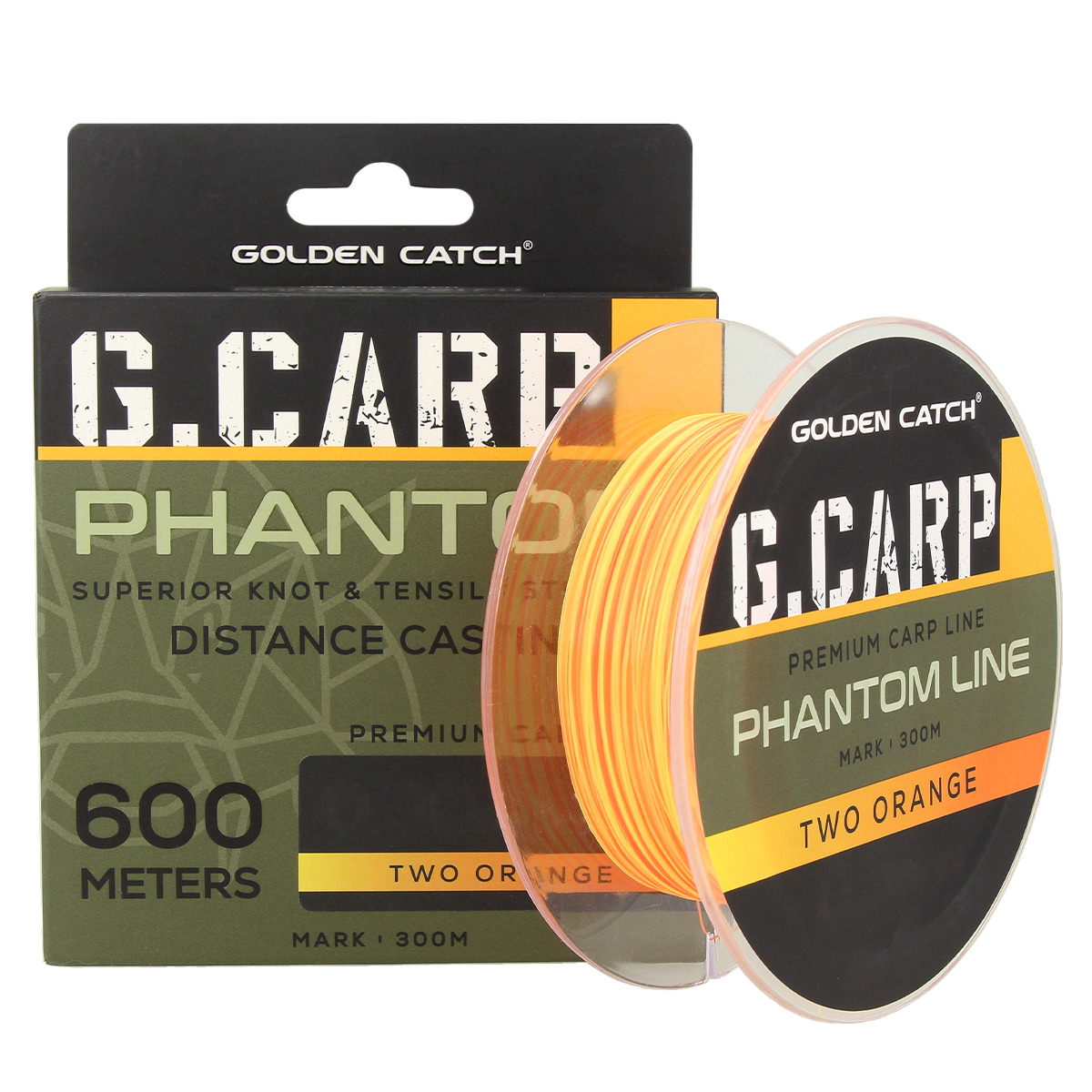 Golden Catch G.Carp Nylon Line Phantom 600m Two Orange Neon 0.34mm