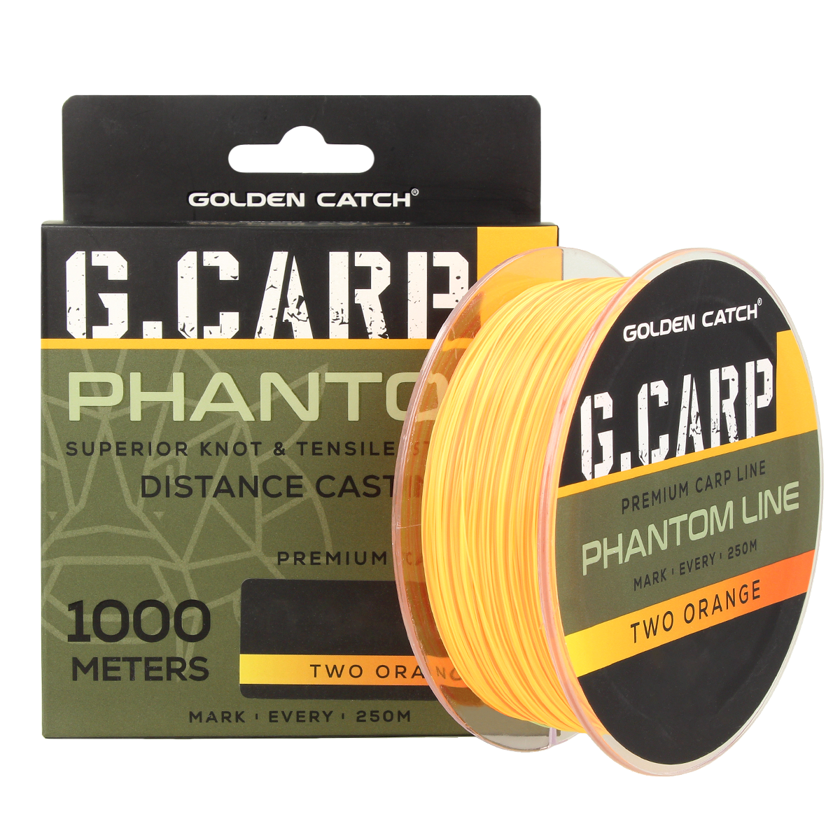 Golden Catch G.Carp Nylon Line Phantom 1000m Two Orange Neon 0.34mm