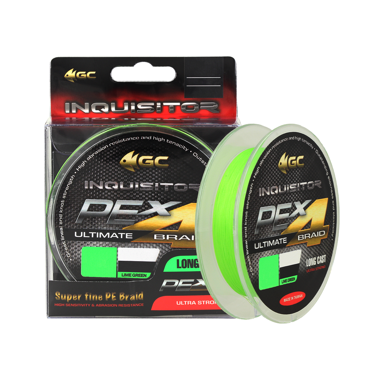 Golden Catch Braided Line Inquisitor PE X4 100m Lime Green #0.8