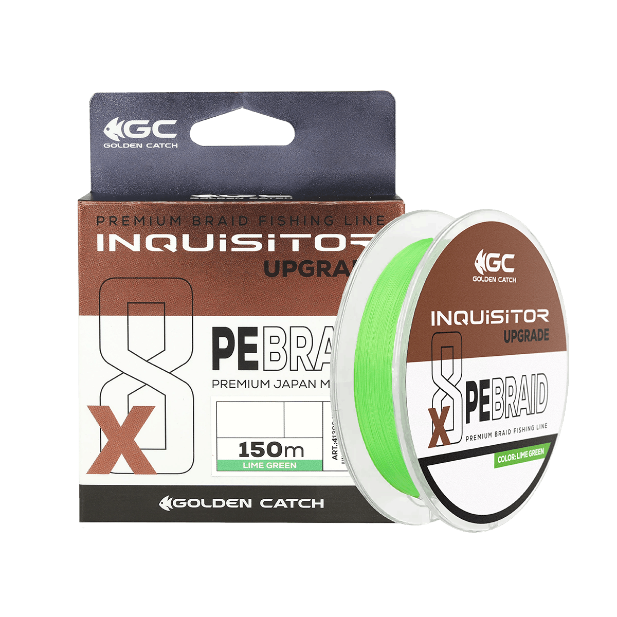 Golden Catch Braided Line Inquisitor PE X8 Upgrade 150m #1.2 Lime Green