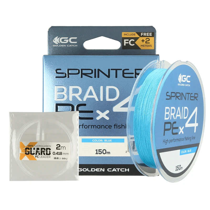Шнур GC Sprinter PE X4 150м Blue #0.6 +2м FC