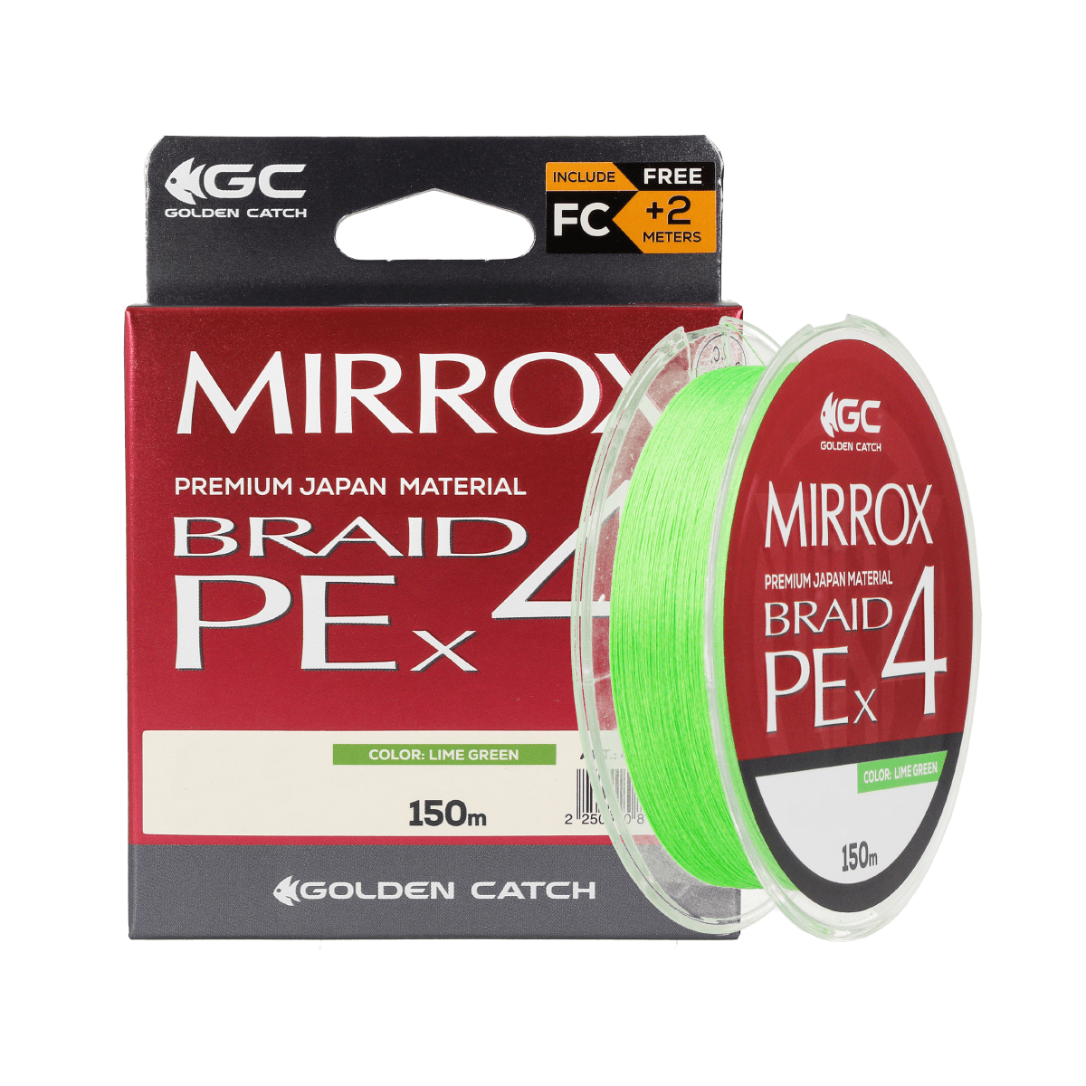 Golden Catch Braided Line Mirrox PE X4 150m Lime Green #1.2