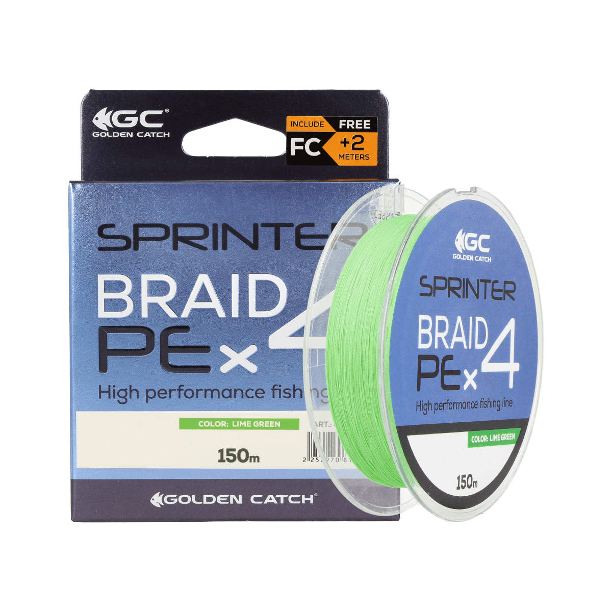 Golden Catch Braided Line Sprinter PE X4 150m Lime Green #2.0