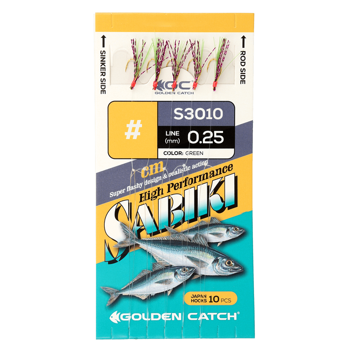Golden Catch Aji Sabiki S3010 №6 Green(10 hooks)