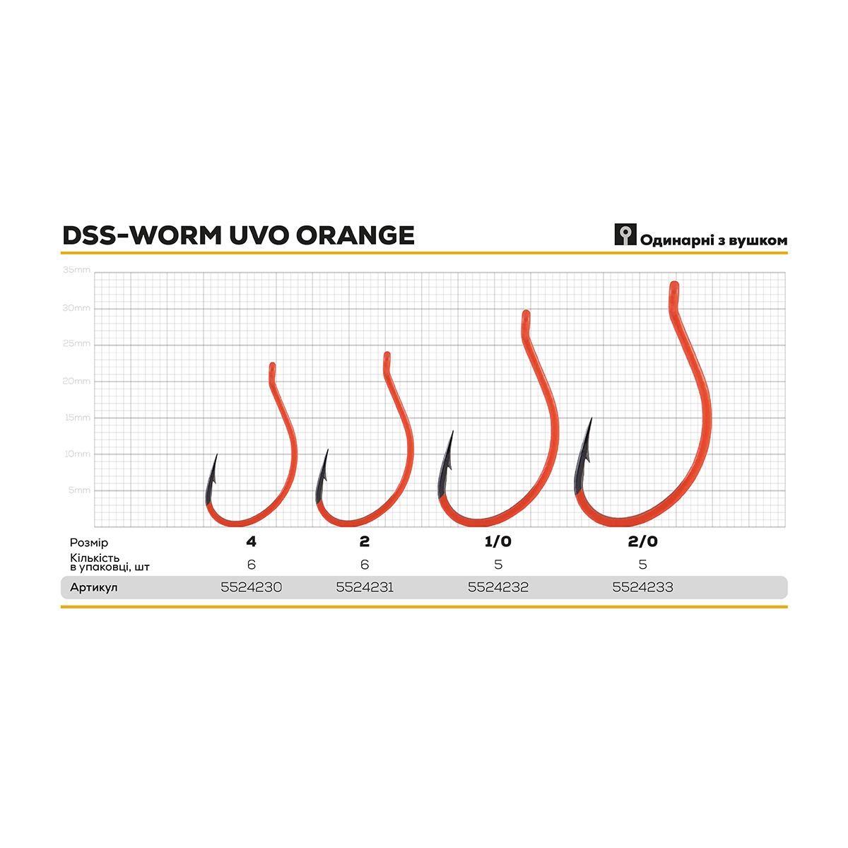 Гачок BKK DSS-Worm UVO Orange - Фото №1