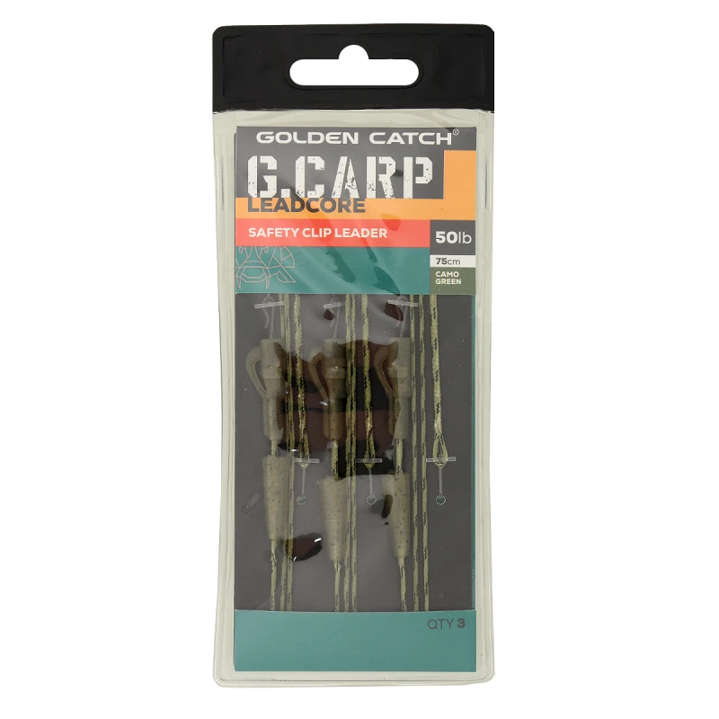 Оснастка карповая GC G.Carp Leadcore Safety Clip Leader 75см 50lb (3шт) Caмo Green - Фото №3