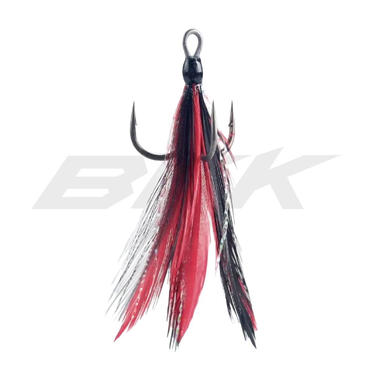 Крючок тройной с оперением BKK Feathered Spear-21 SS №4 Red-Black (3шт)