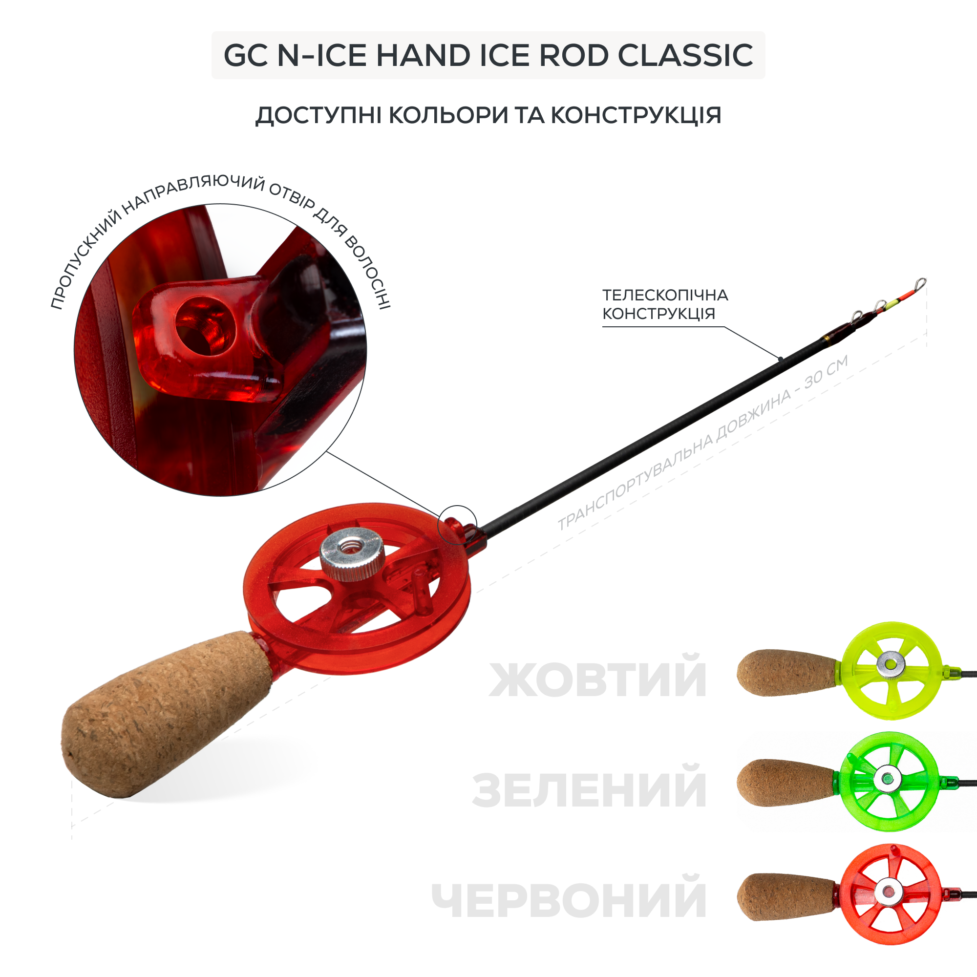 Вудка зимова GC N-Ice Open Reel Ice Rod Tele - Фото №4