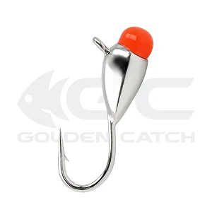 Мормышка вольфрамовая GC N-Ice Капля с бусиной 2.5мм 0.25г Silver/Red Glow (5шт)