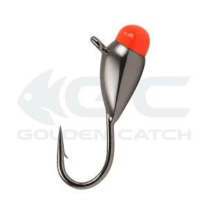 Мормышка вольфрамовая GC N-Ice Капля с бусиной 3.0мм 0.45г Black Nickel/Red Glow (5шт)