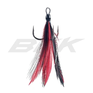 Гачок потрійний з оперенням BKK Treble Feathered Spear-21 SS №4 Red-Black (3шт)