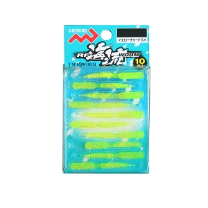 Силікон Dragon RF Ocean Current Worm 1.5" (10шт) Yellow Chart Lame