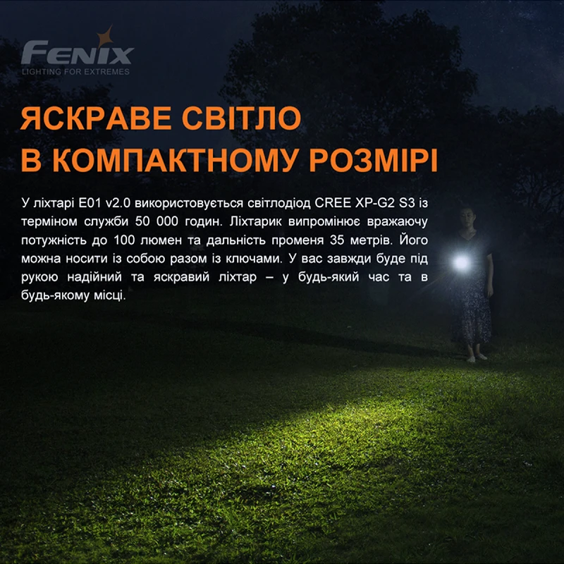Фонарь Fenix E01 V2.0 черный - Фото №2