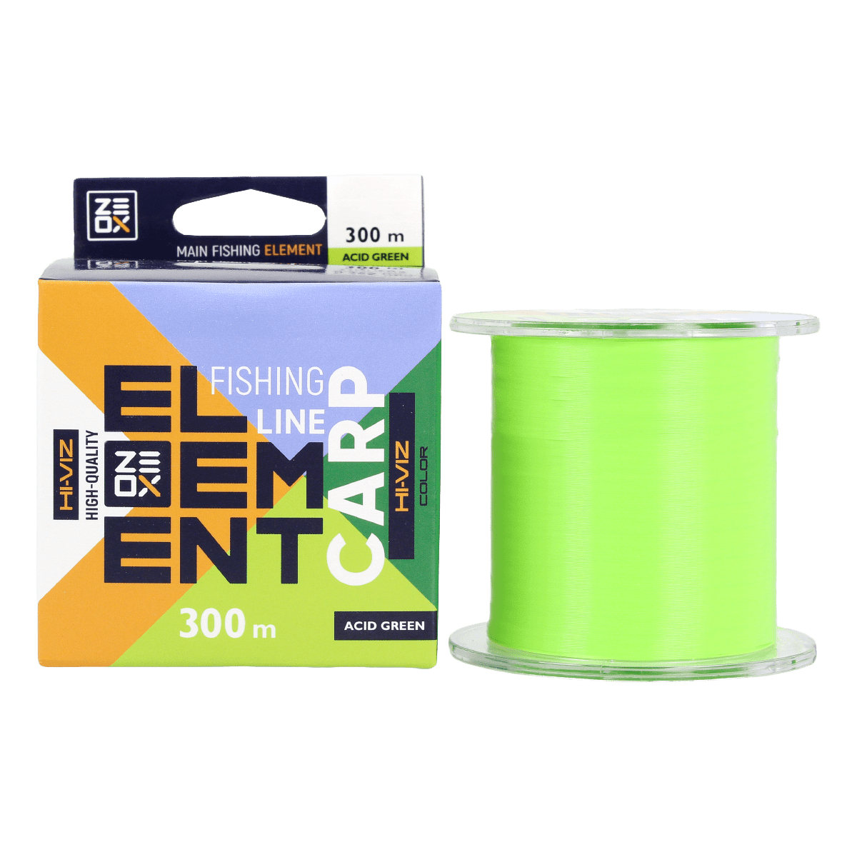 ZEOX Nylon Line Hi-Viz Element Carp 300m Acid Green