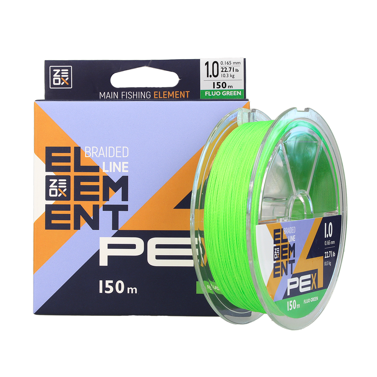 Шнур Zeox Element PE X4 150м Fluo Green