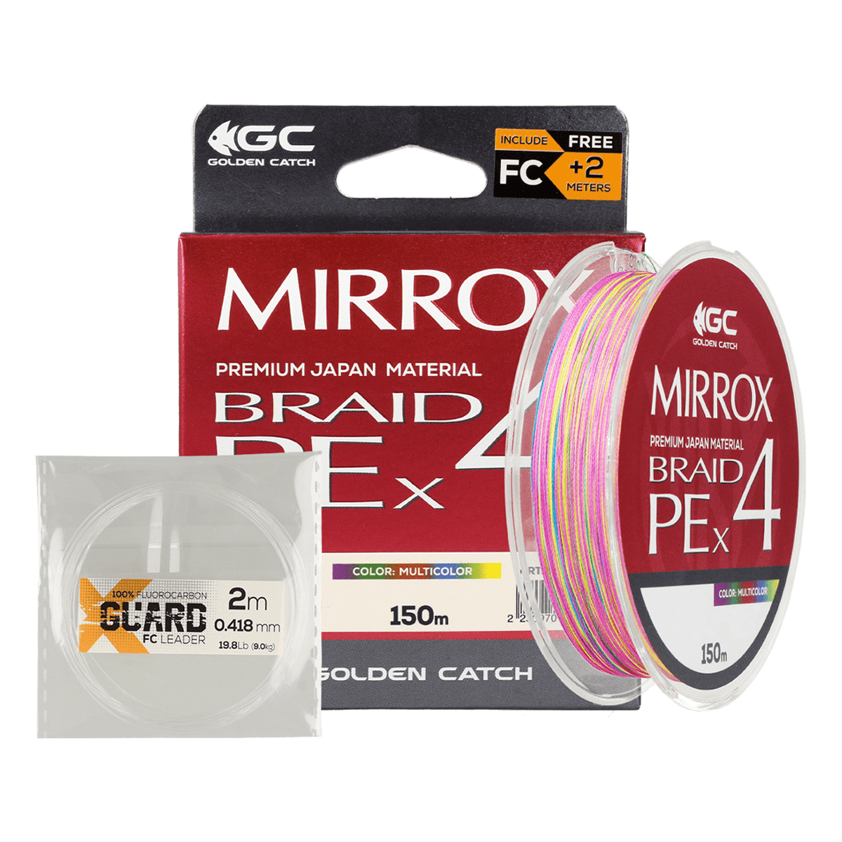 Golden Catch Braided Line Mirrox PE X4 150m Multicolor