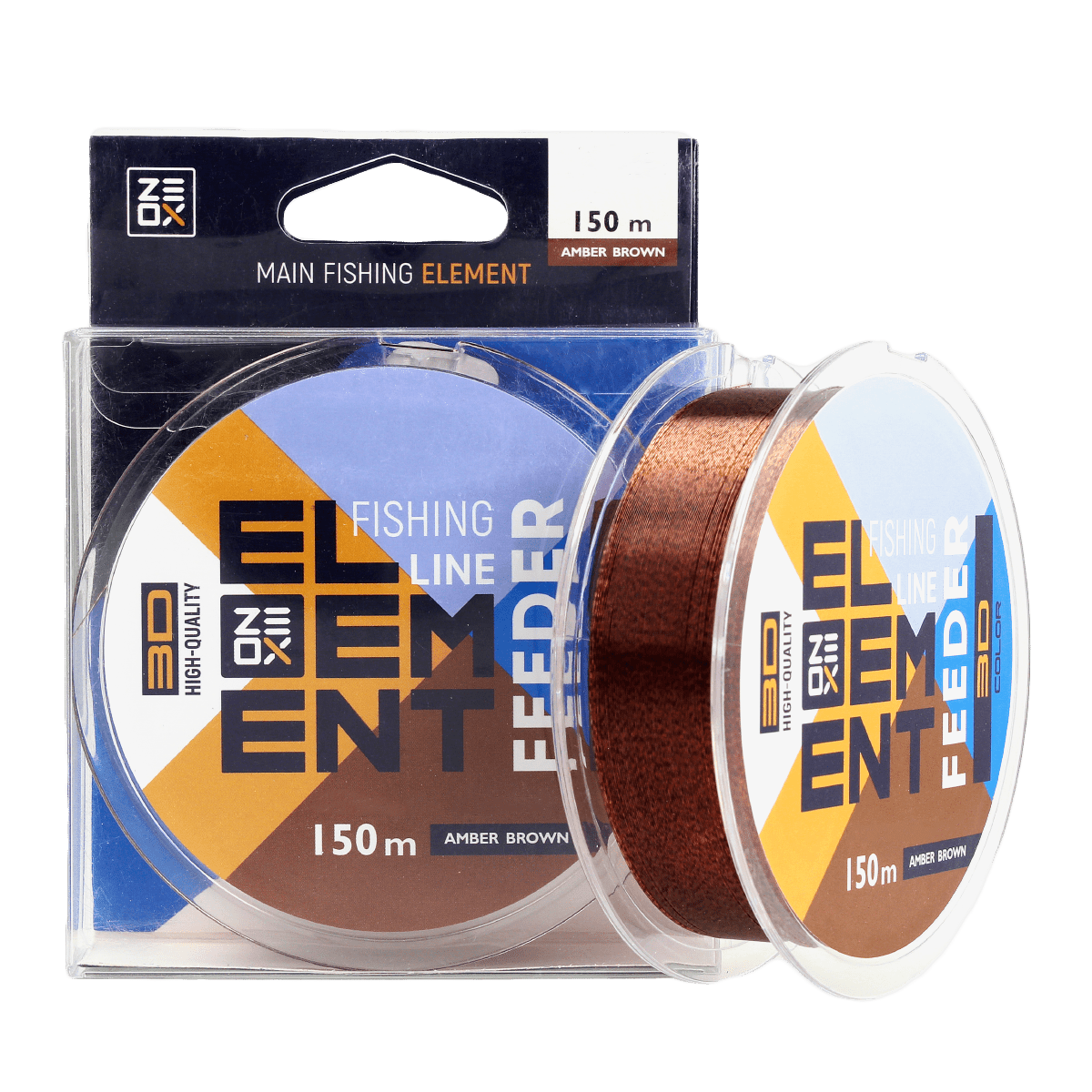 ZEOX Nylon Line 3D Element Feeder 150m Amber Brown