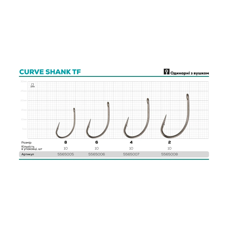 Крючок GC G.Carp Curve Shank TF - Фото №2