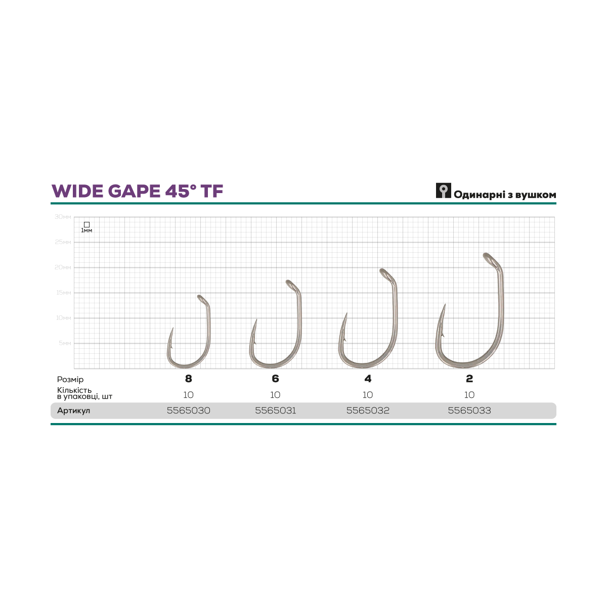 Гачок GC G.Carp Wide Gape 45° TF - Фото №2