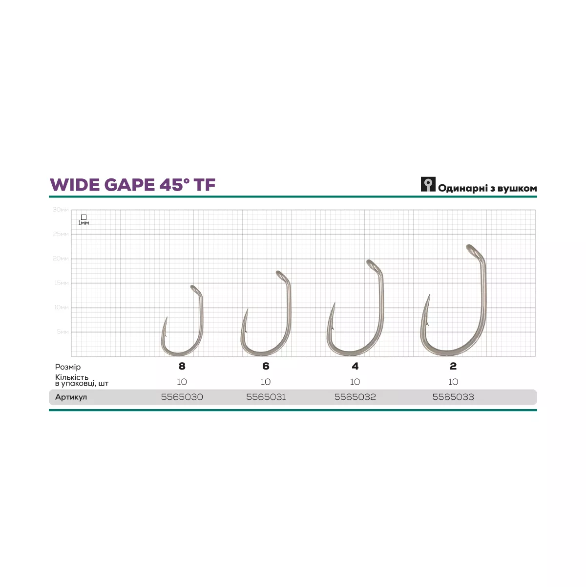 Гачок GC G.Carp Wide Gape 45° TF - Фото №2