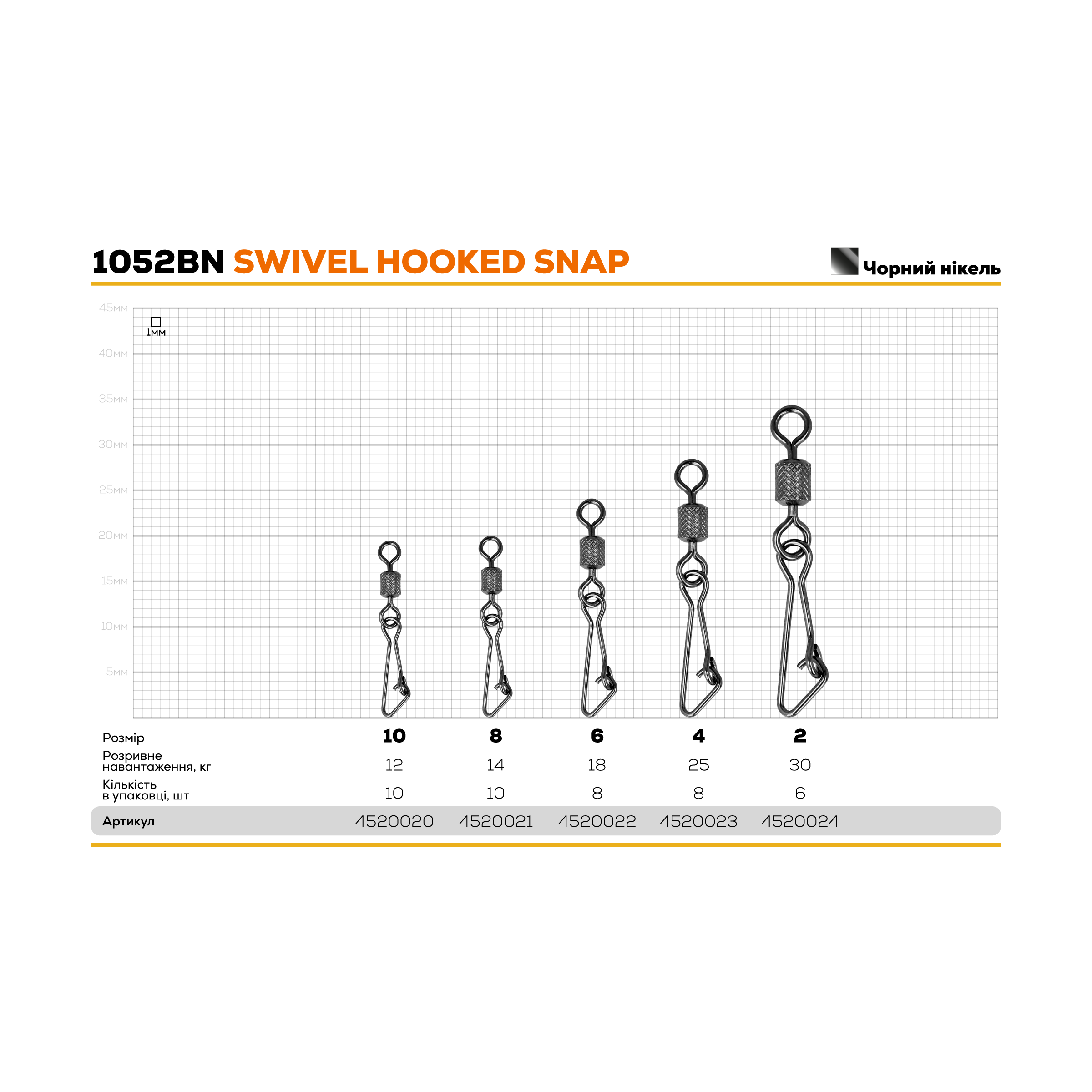 Застежка с вертлюгом GC Swivel Hooked Snap 1052BN - Фото №2