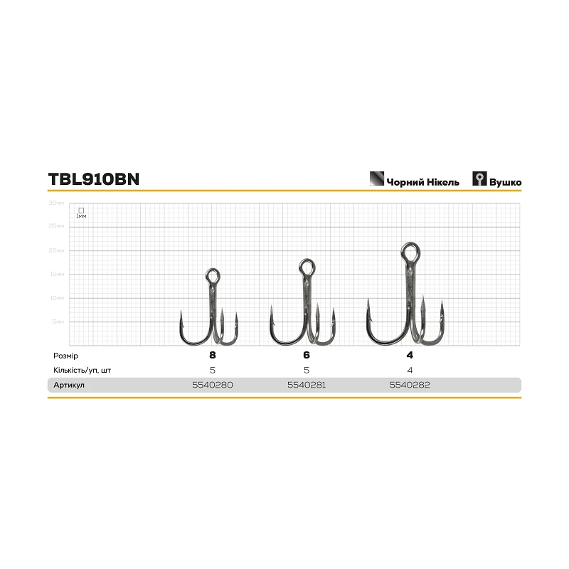 Крючок тройной Hayabusa Treble Hook TBL910BN - Фото №1