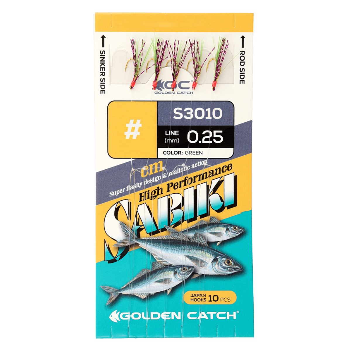 Golden Catch Aji Sabiki S3010 Green(10 hooks)