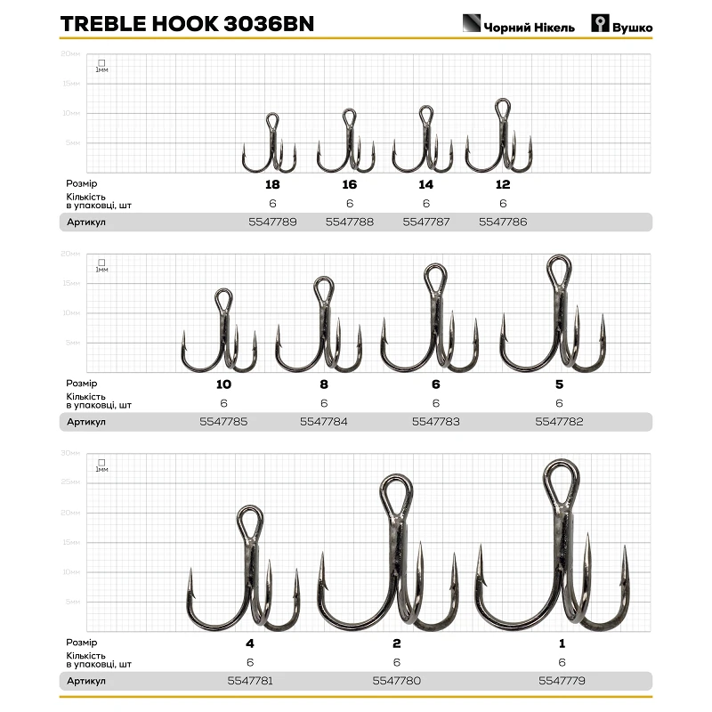Гачок потрійний GC Treble Hook 3036BN - Фото №2