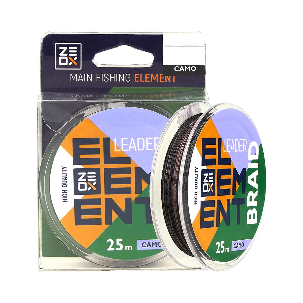 Поводочный материал ZEOX Element Leader Braid 25м Camo 0.14мм