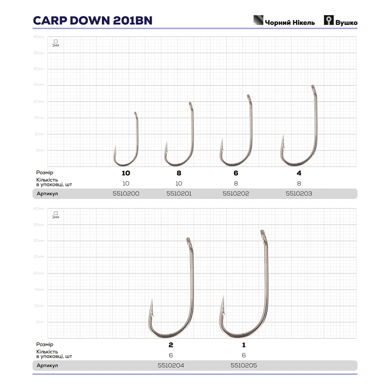 Крючок ZEOX Carp Down 201BN - Фото №1