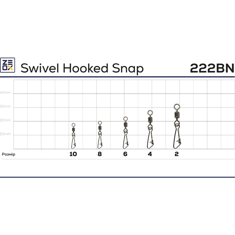 Застібка з вертлюгом ZEOX Swivel Hooked Snap 222BN - Фото №2